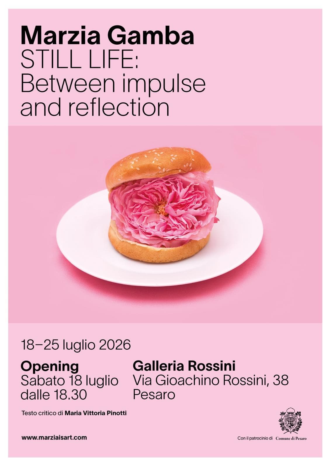 Official flyer for Marzia Gamba's Pesaro exhibition